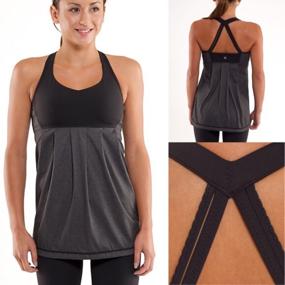 Lululemon Power Technique Tank Black Gray Sz 4